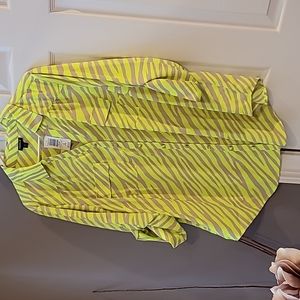 Yellow neon button down blouse 2x